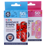Bandage Strips Kids Assorted Designs &amp; Sizes 50pk - Plastic (PE)