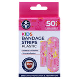 Bandage Strips Kids Assorted Designs &amp; Sizes 50pk - Plastic (PE)