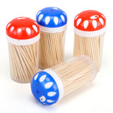 Bamboo Toothpicks in Dispenser - Includes 4 Packs of 150pcs - 600pc - 6.3cm x 2mm