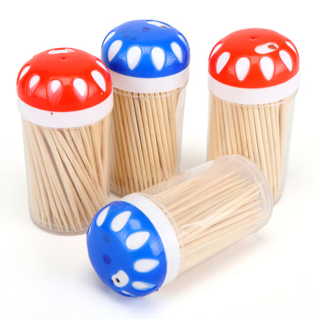 Bamboo Toothpicks in Dispenser - Includes 4 Packs of 150pcs - 600pc - 6.3cm x 2mm