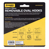 Removable Hooks Oval Plastic 53mm x 33mm 3pk (Holding Weight 2kg)