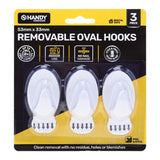 Removable Hooks Oval Plastic 53mm x 33mm 3pk (Holding Weight 2kg)