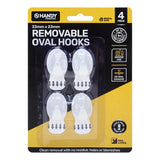 Removable Hooks Oval Plastic 33mm x 23mm 4pk (Holding Weight 1kg)