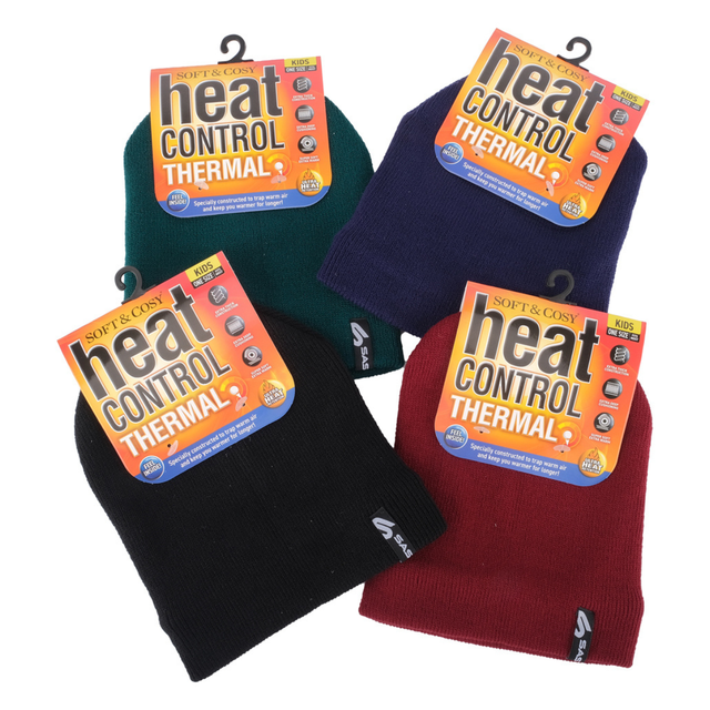 BEANIE KIDS HEAT CONTROL THERMAL LINED BASIC KNIT