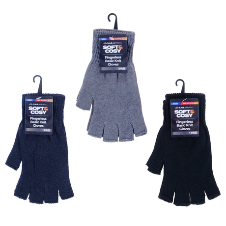 GLOVES FINGERLESS MENS BASIC KNIT