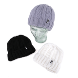 BEANIE WOMENS HEAT CONTROL THERMAL LINED CHUNKY RIBBED KNIT