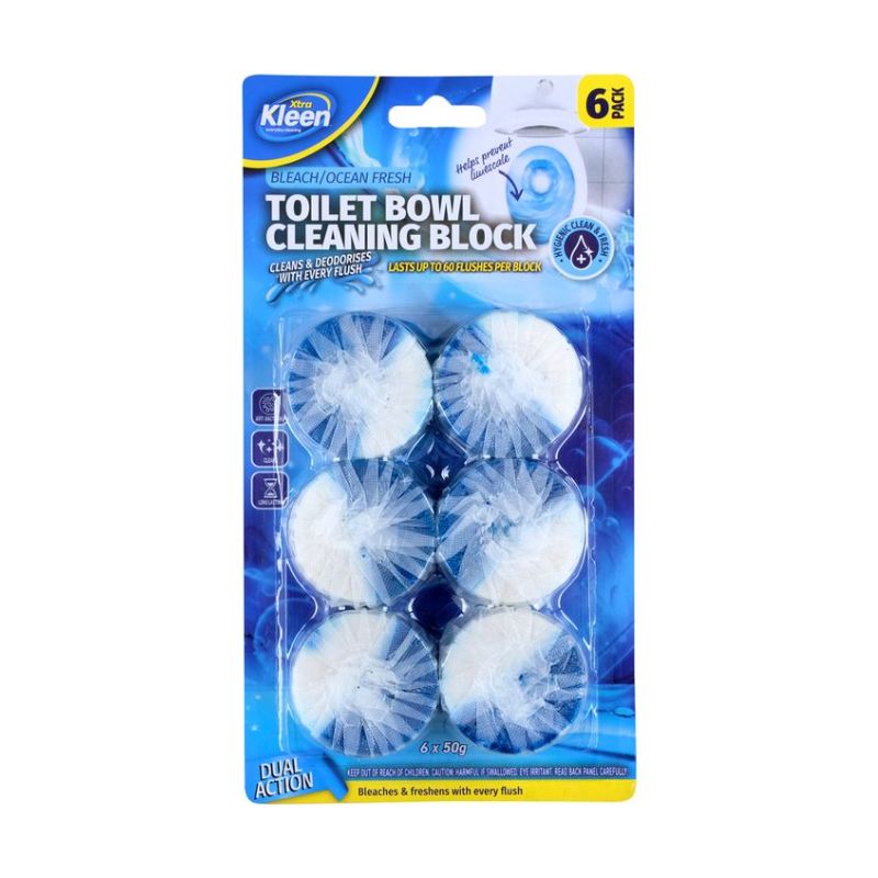 Toilet Deodorising Cistern Blocks Dual Action 6pk x 50g Each – Bleach & Ocean