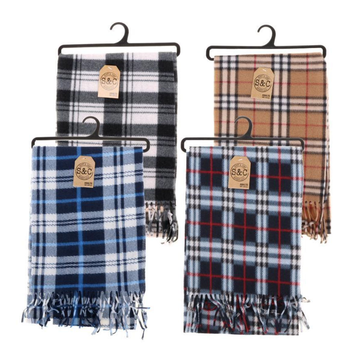 SCARF ADULTS POLAR FLEECE 150CM X 25CM TARTAN