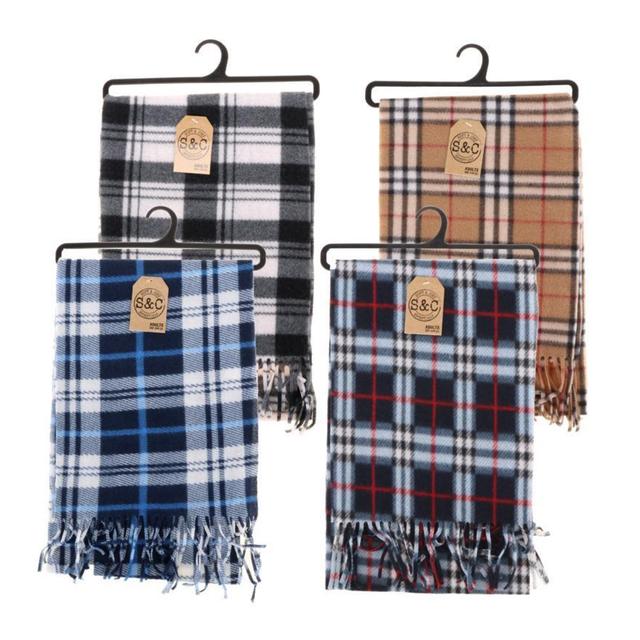 SCARF ADULTS POLAR FLEECE 150CM X 25CM TARTAN