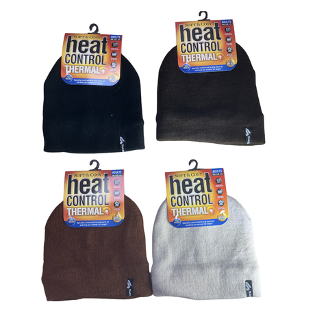 BEANIE WOMENS HEAT CONTROL THERMAL LINED BASIC KNIT