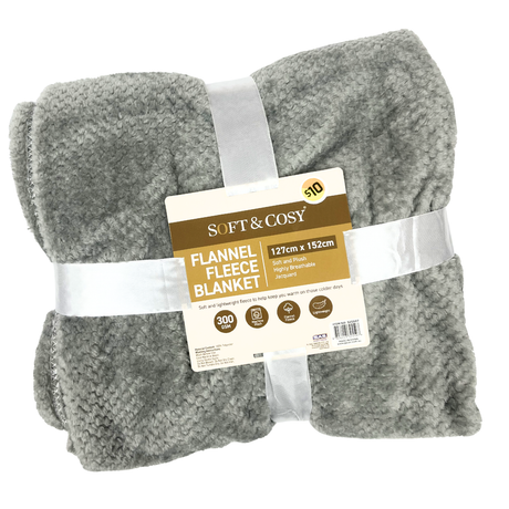 BLANKET FLANNEL FLEECE JACQUARD 127CM X 152CM