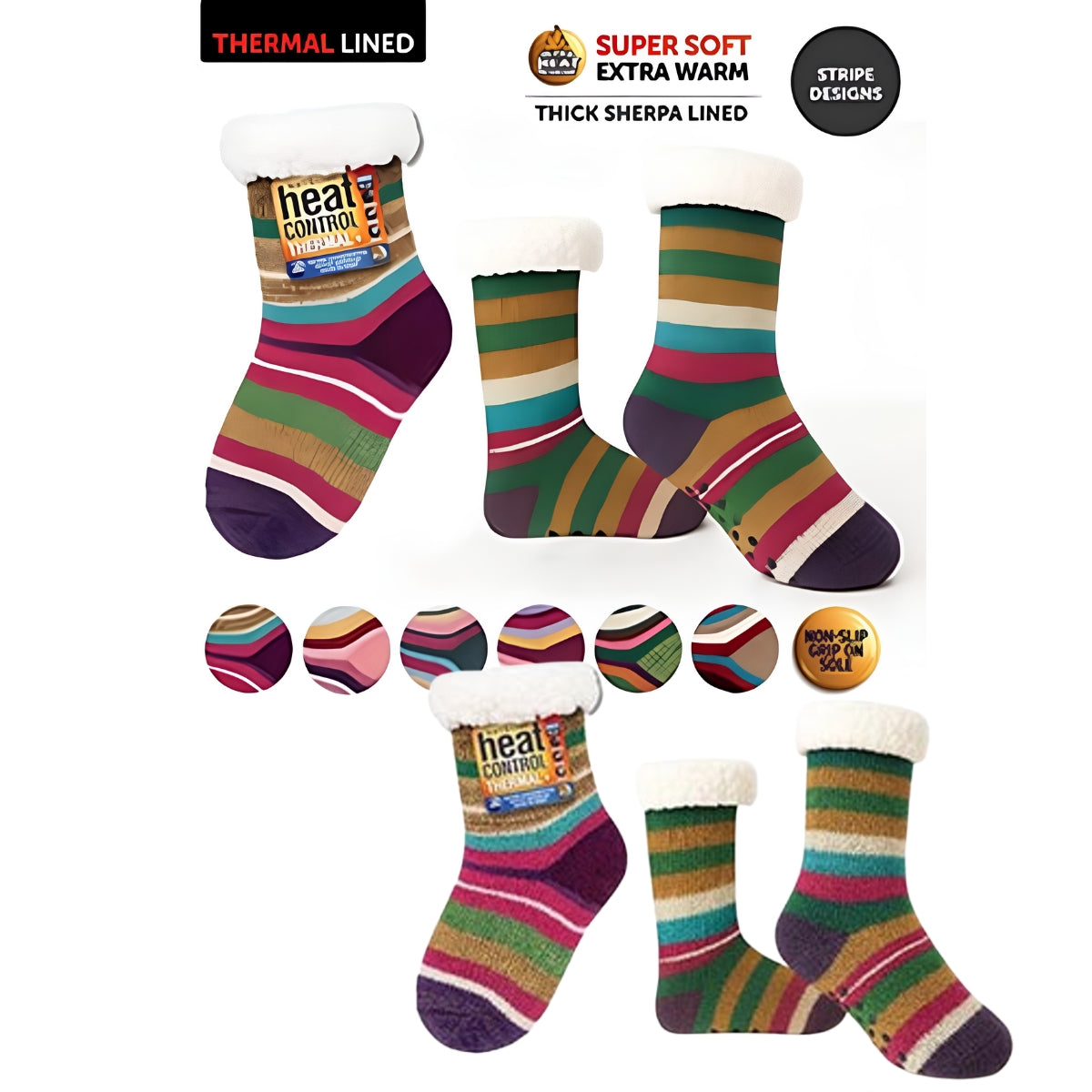 Adults Heat Control Sherpa Lined Socks