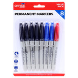 Permanent Markers 8pk – Black, Blue & Red