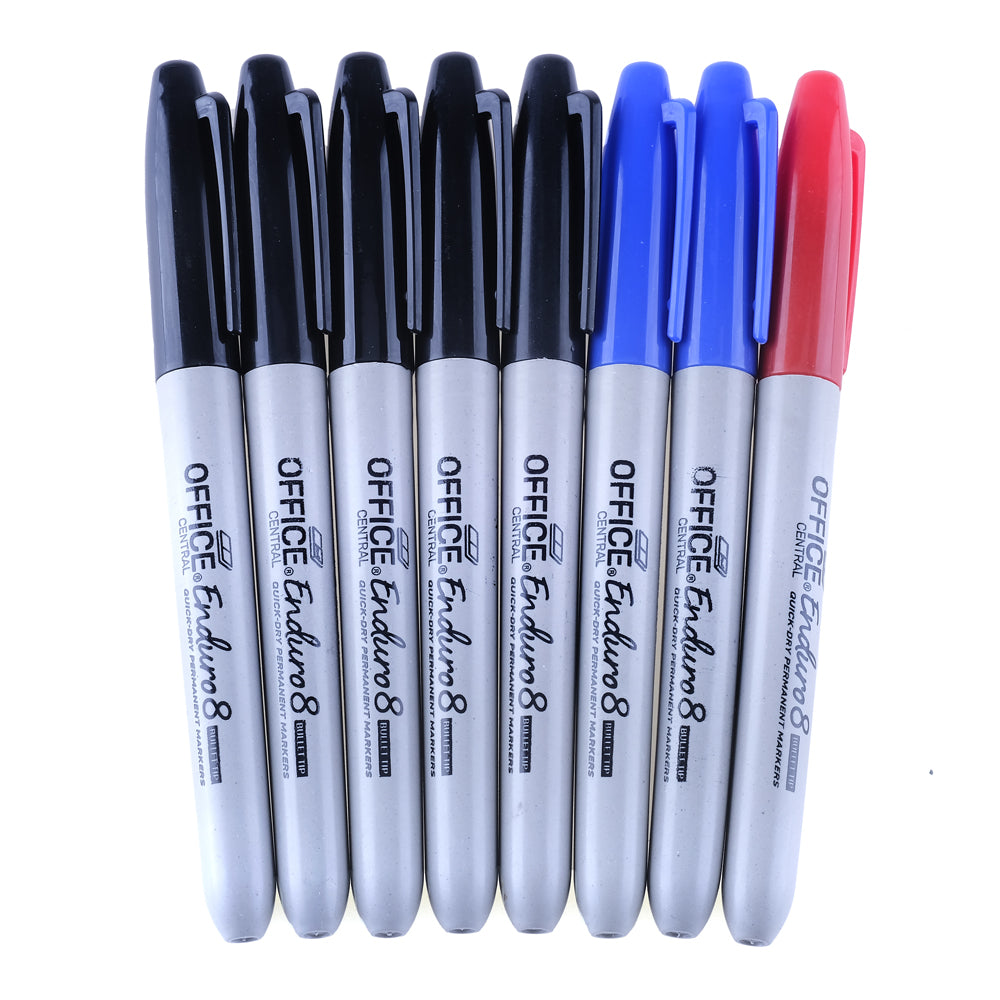 Permanent Markers 8pk – Black, Blue & Red