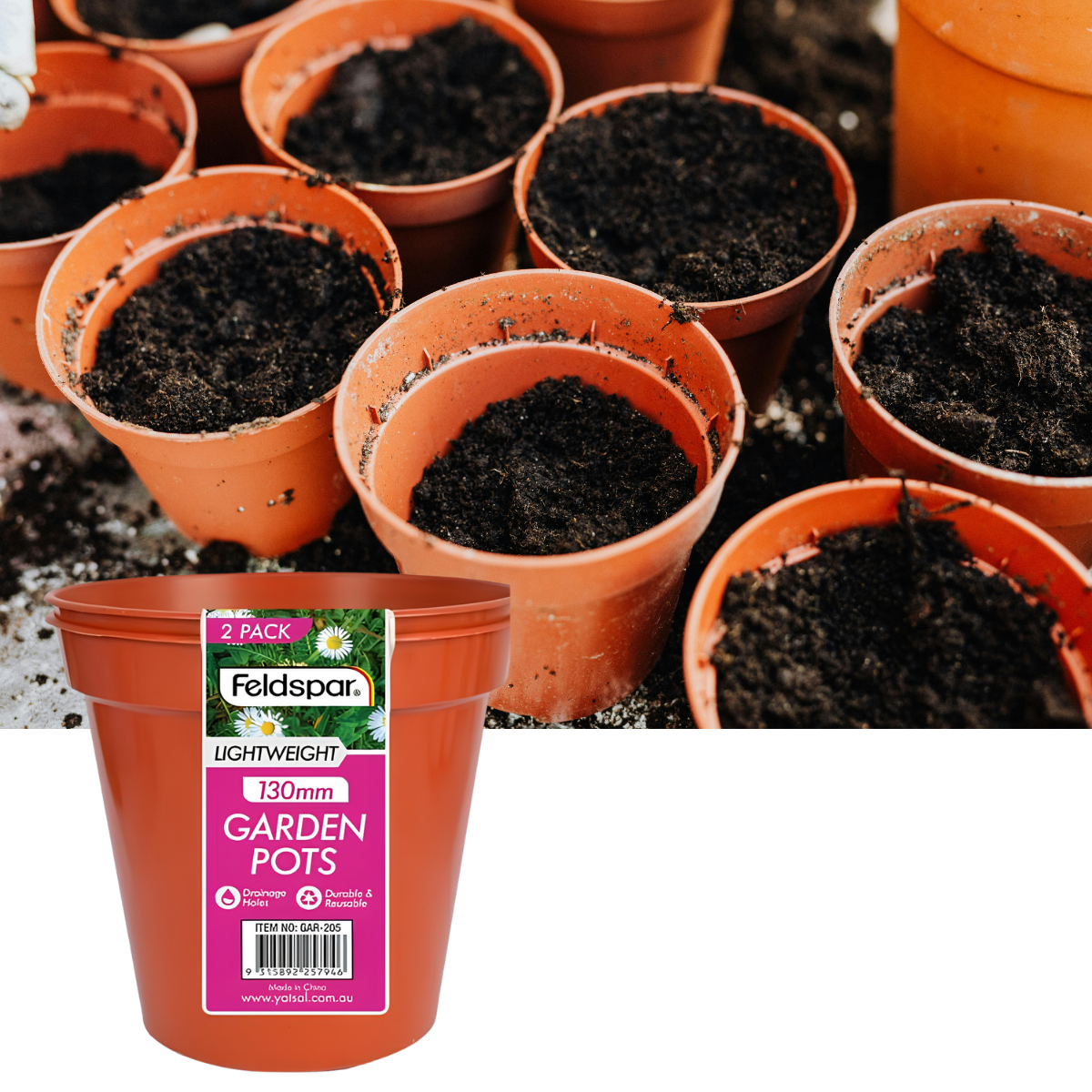Plastic Planter Pots 13cm – 2 Pack