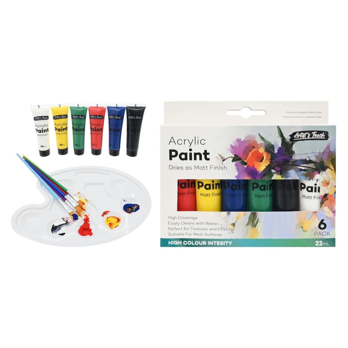 Acrylic Paint Matte Finish 22mL 6 Pack