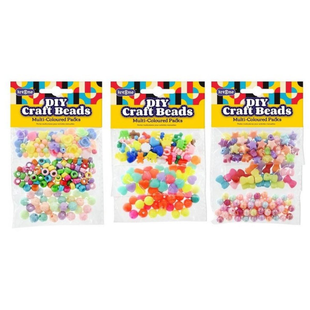 DIY Craft Beads Multi-Coloured Packs – 3 Assorted