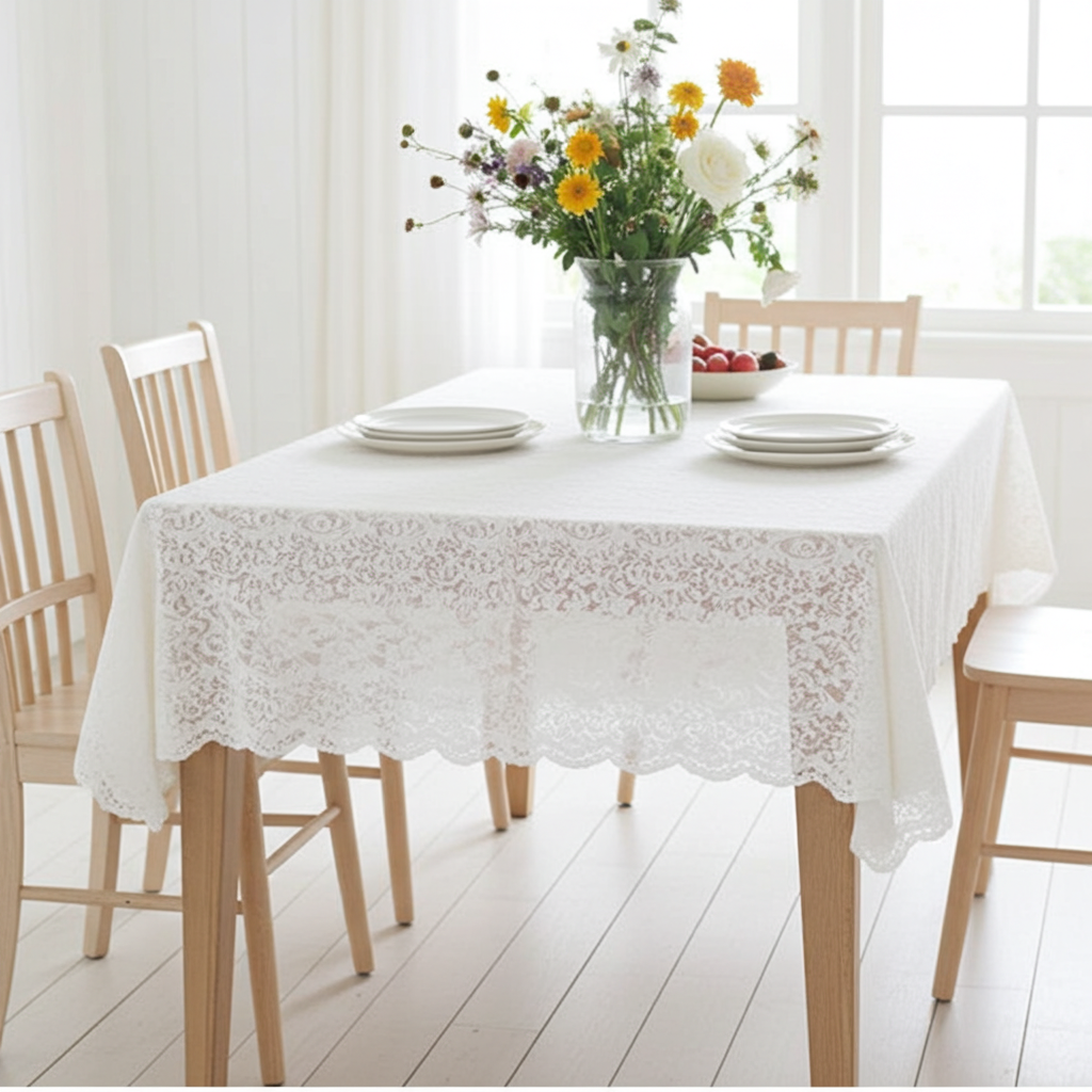 White Lace Table Cloth Size:140x200cm
