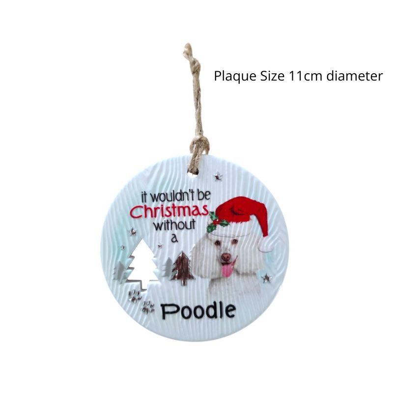 White Poodle Christmas Wishes Plaque NEW!