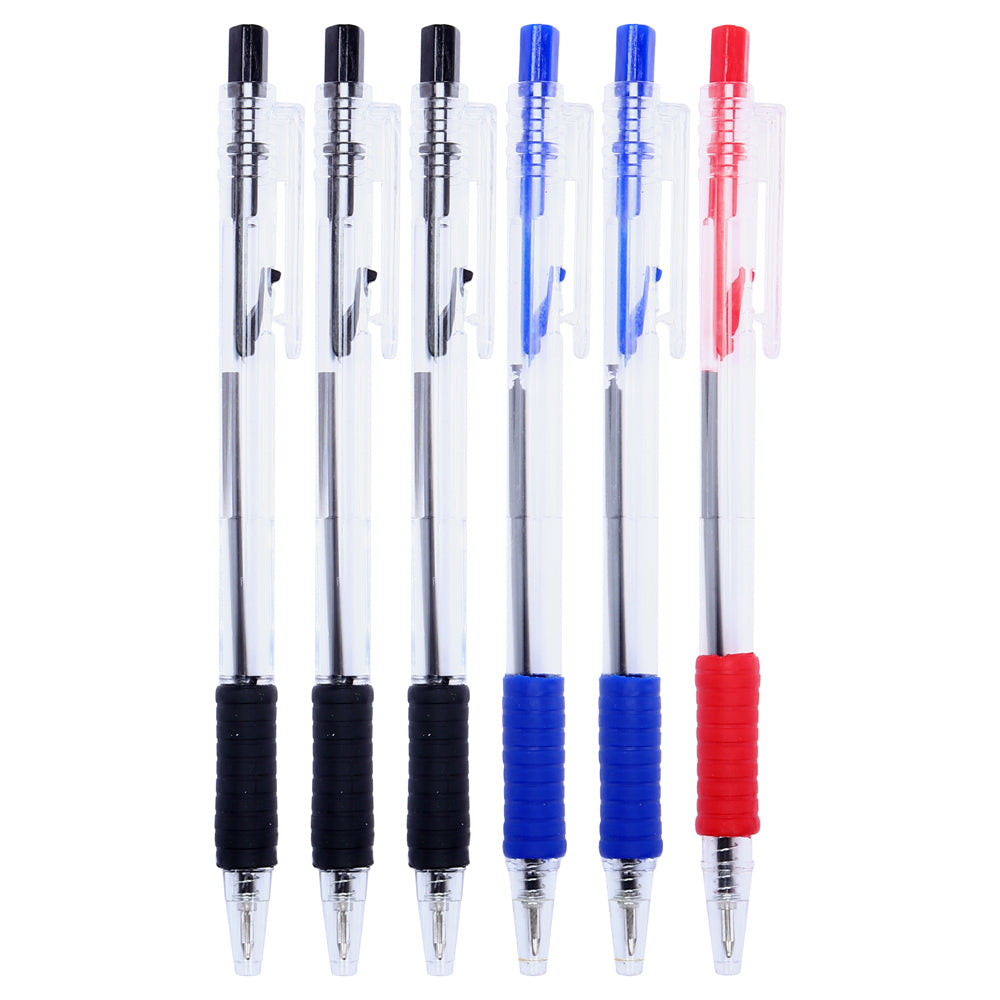 Retractable Pens 6pk – Black, Blue & Red
