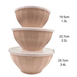 Salad Bowl 3 Piece Set with Lid – BPA Free Food Storage Set (Pink & Grey)