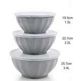 Salad Bowl 3 Piece Set with Lid – BPA Free Food Storage Set (Pink & Grey)