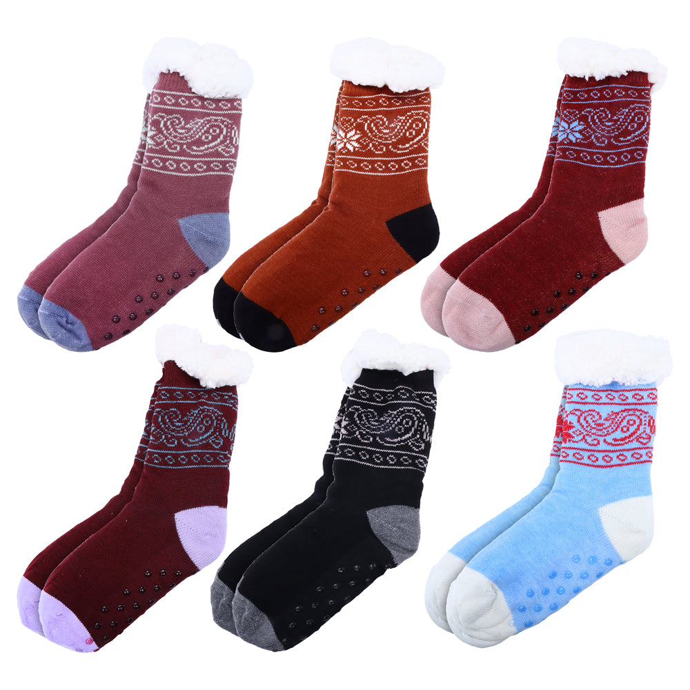 Sherpa Thermal Paisley Socks NZ – Anti Slip Winter Crew