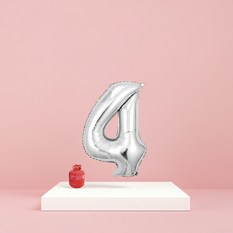 Silver Number 4 Foil Balloon 32 Inch