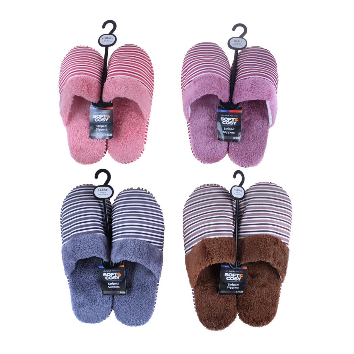 Slippers Adults Slip On Horizontal Stripe