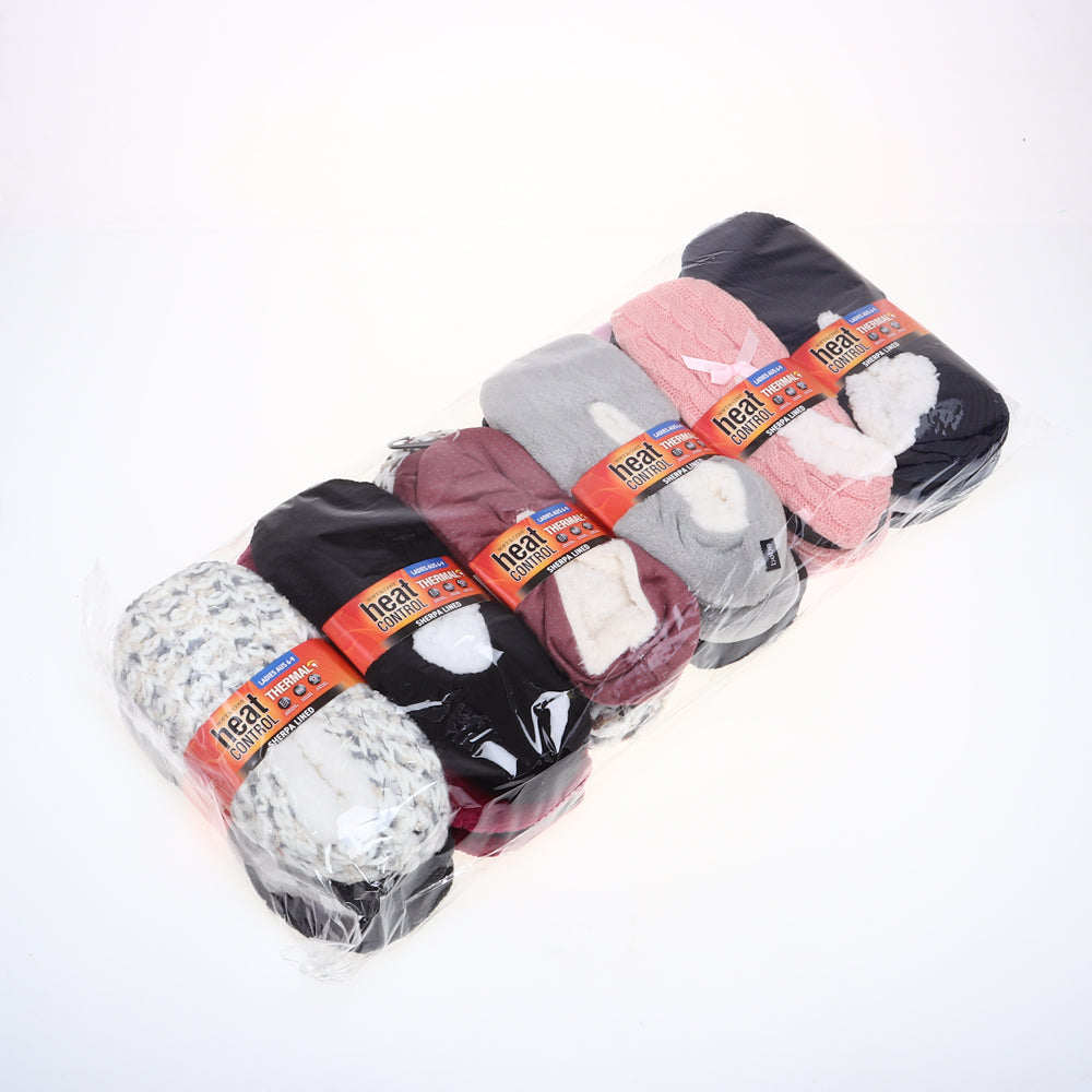 Womens Heat Control Slippers Footlet Sherpa Lined