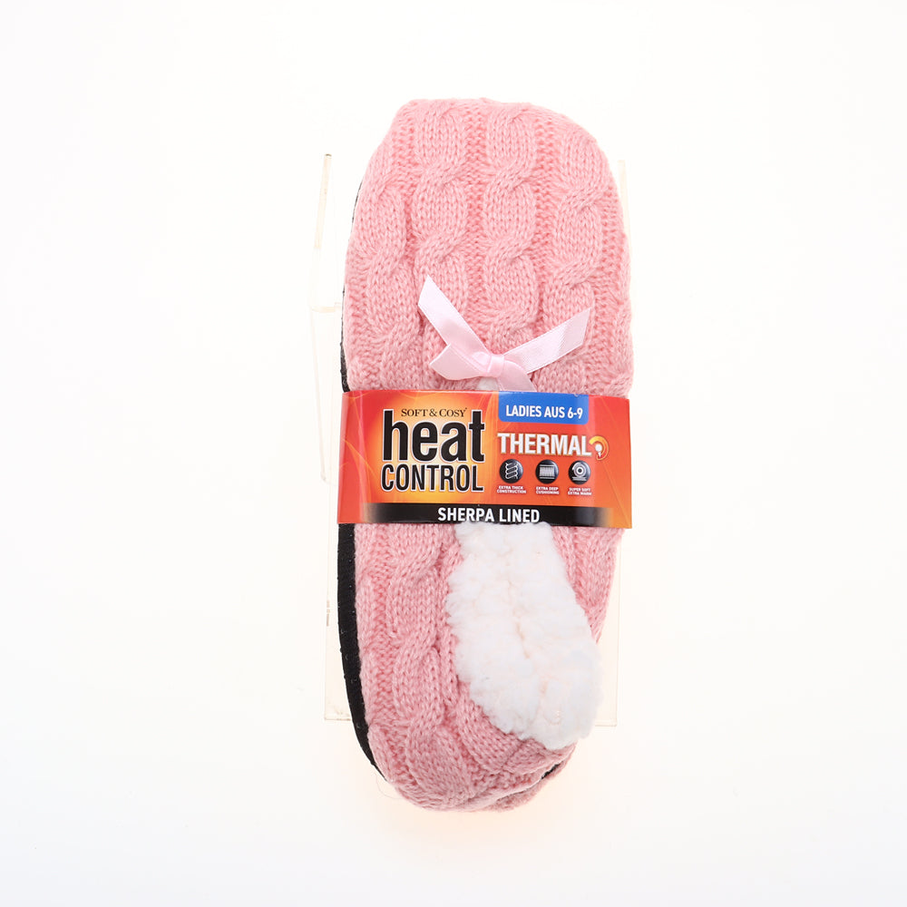 Womens Heat Control Slippers Footlet Sherpa Lined