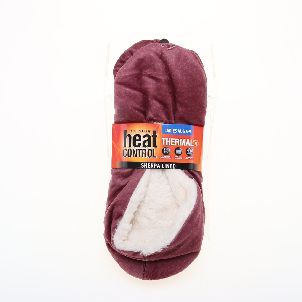 Womens Heat Control Slippers Footlet Sherpa Lined