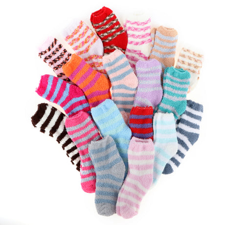 Womens Stripe Crew Socks NZ – Microfibre Soft