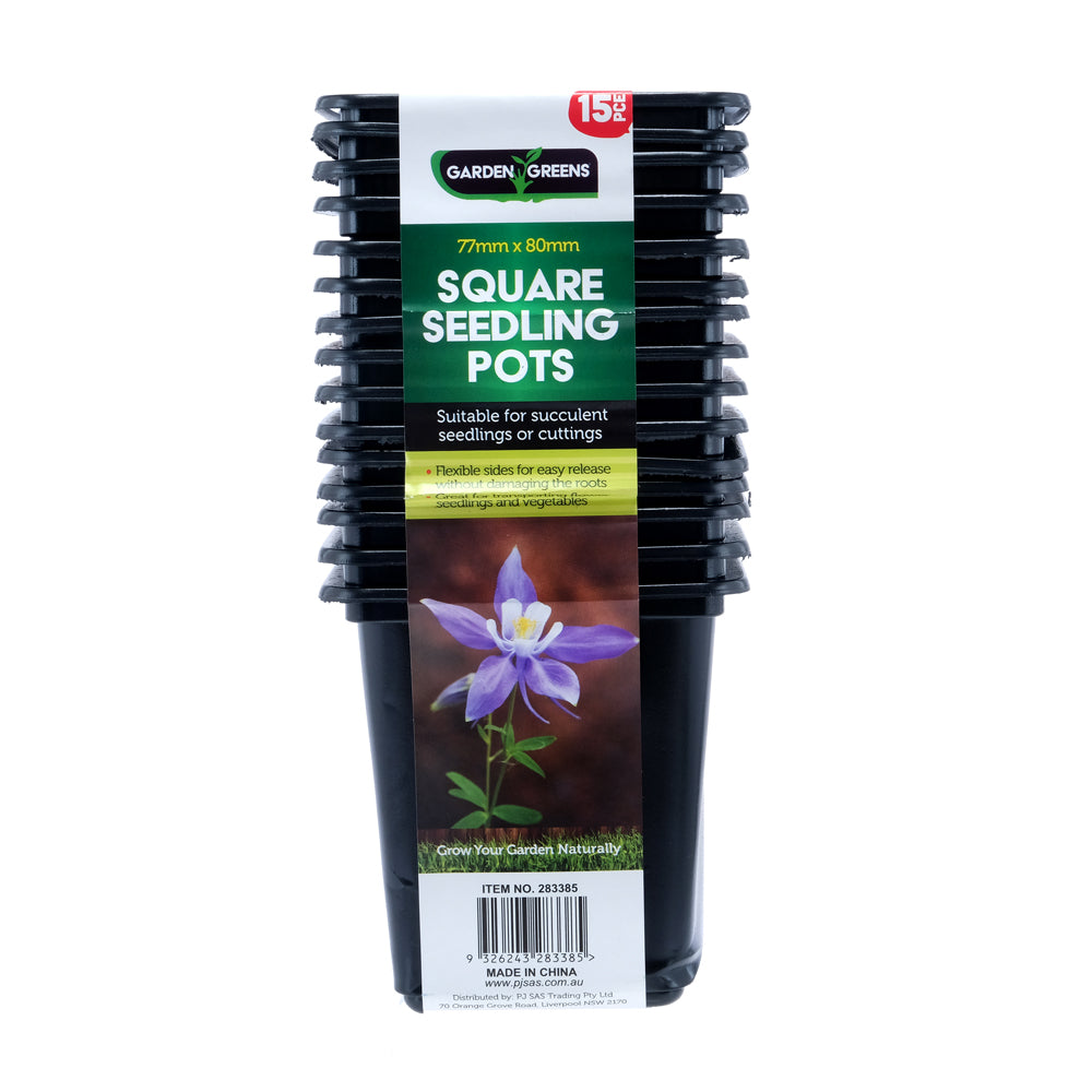 Square Seedling Pots Black 15 Pack
