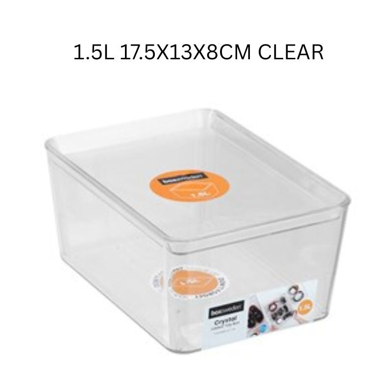 CRYSTAL TIDY BOX 1.5L 17.5X13X8CM CLEAR