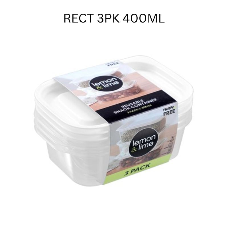 [3 for 12]REUSABLE LUNCH CONTAINER RECT3PK 400ML