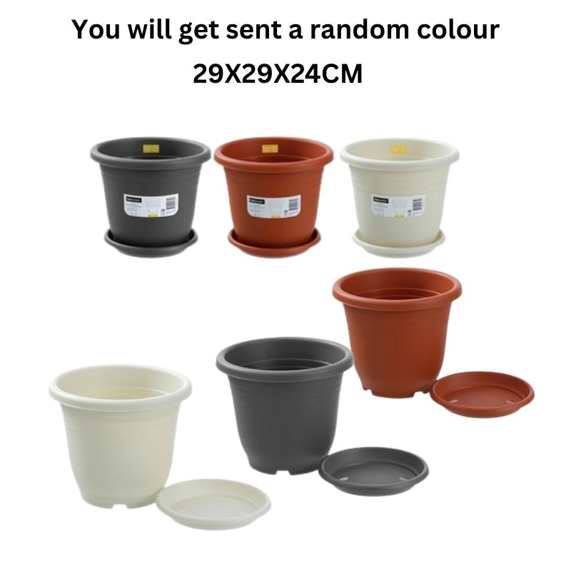 CLASSIC PLASTIC PLANTER POT 29CM WITH SAUCER