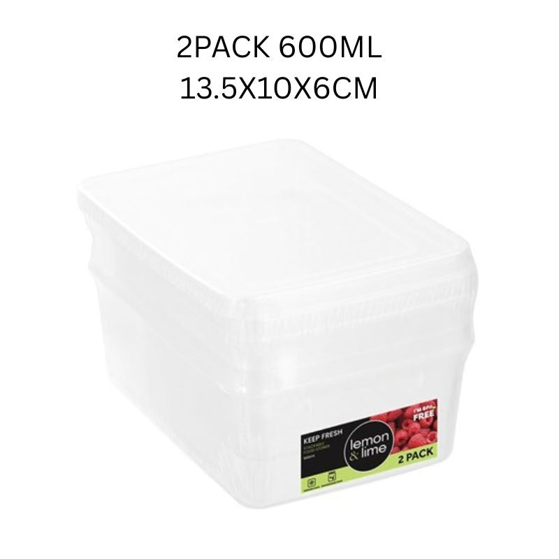 [3 for $12] KEEP FRESH FOOD CONTAINER 2PK 600ML 13.5X10X6CM