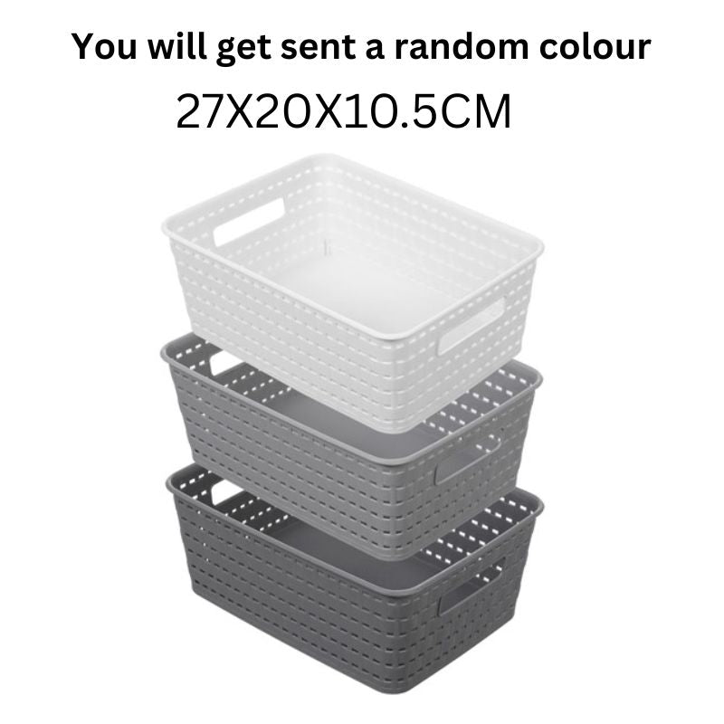 WOVEN BASKET 27X20X10.5CM 3 ASSTD