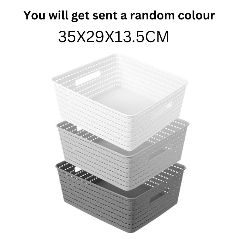 [$5]WOVEN BASKET 35X29X13.5CM 3 ASSTD