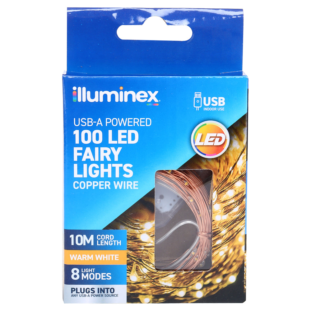 USB Fairy Lights 10m 100 LED Warm White
