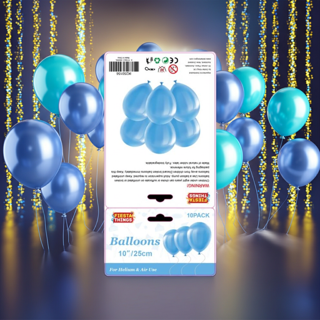 10pc Balloons 25cm - Blue