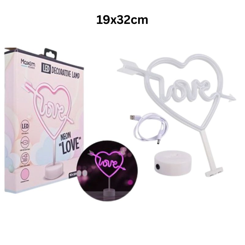 1Pc Neon Lamp Cupid Love 19x32cm
