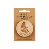 New Zealand wooden beech wood magnet featuring Kowhai Fern Fantail and Pohutukawa designs