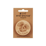 New Zealand wooden beech wood magnet featuring Kowhai Fern Fantail and Pohutukawa designs