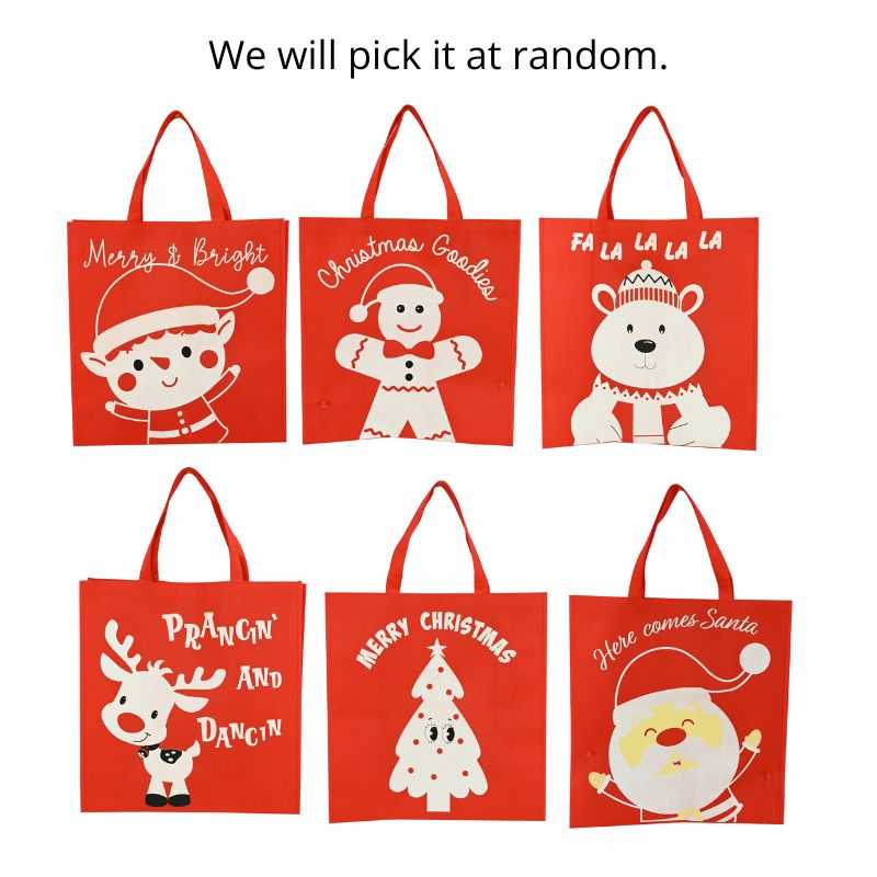 Shopper Bag Red Non-Woven w/Printed Asst