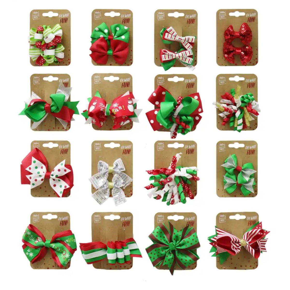 Christmas Ribbon Bow Hair Clip Assorted - 10x2x10cm