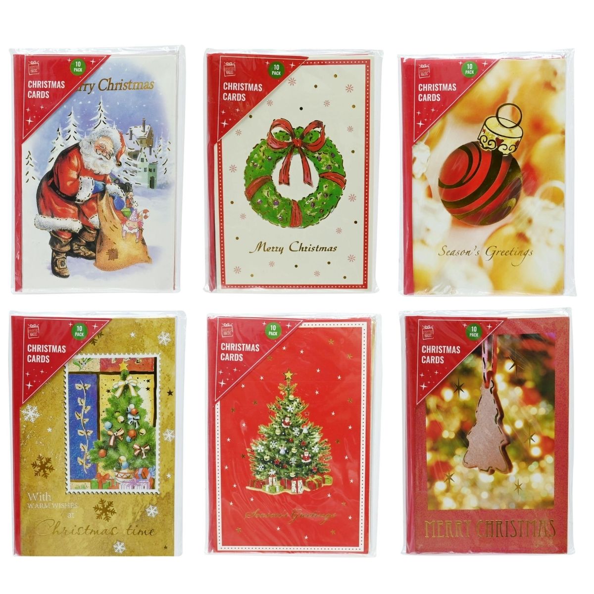 Traditional Foil Christmas Cards 10 Pack – 17 x 12cm