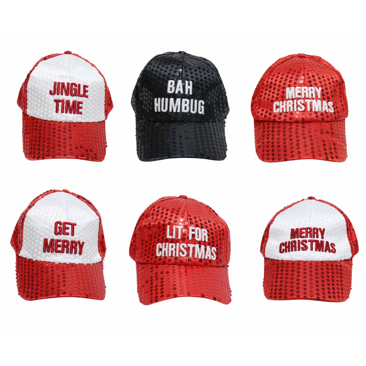 Christmas Embroidered Sequin Baseball Cap Assorted
