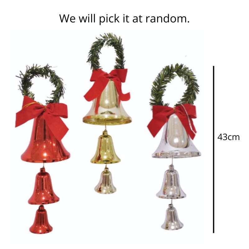 TINSEL TRIPLE BELLS HANGER 43cm